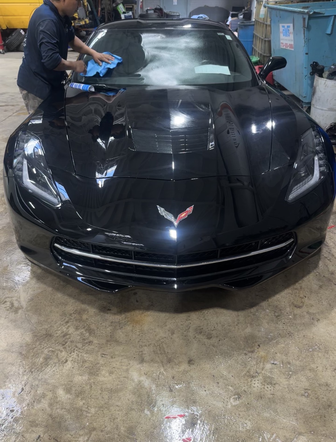 Black Corvette after repair